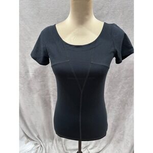 NWOT Marc by Marc Jacobs Black Scoop Neck Pima Cotton Spandex Top XS Back Strap